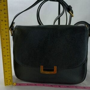 Innue Leather Italian Black Crossbody Bag Gold tone Hardware